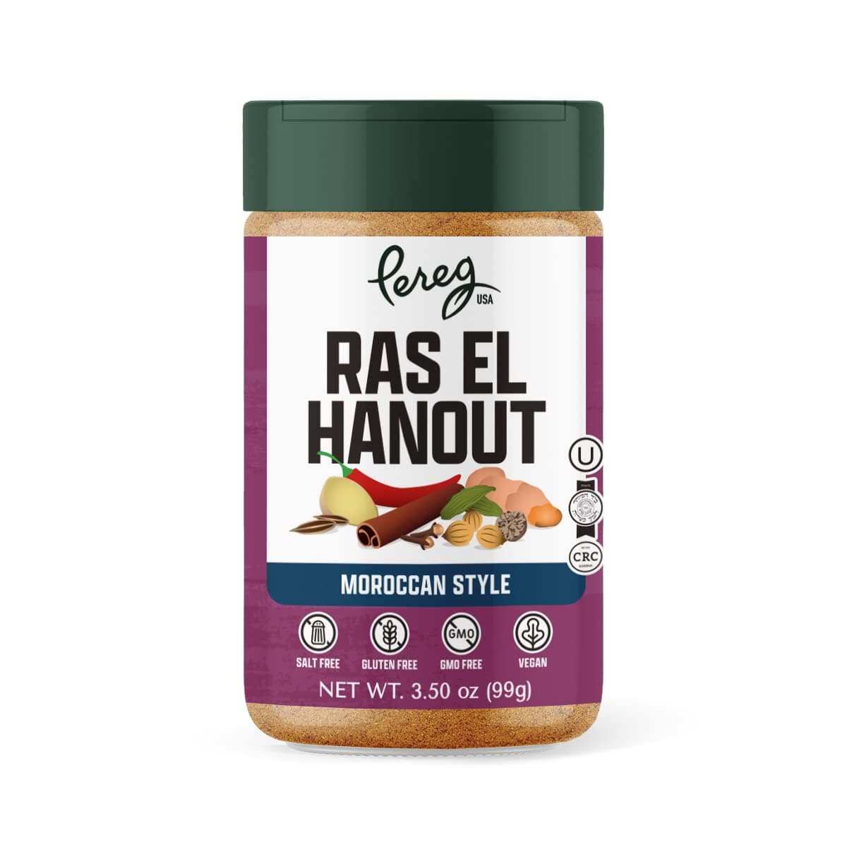 Pereg Ras El Hanout Moroccan Seasoning Spice Blend (3.5 Oz) - Mixed Spices - Non-GMO - Kosher Certified – Salt-Free, Sugar-Free