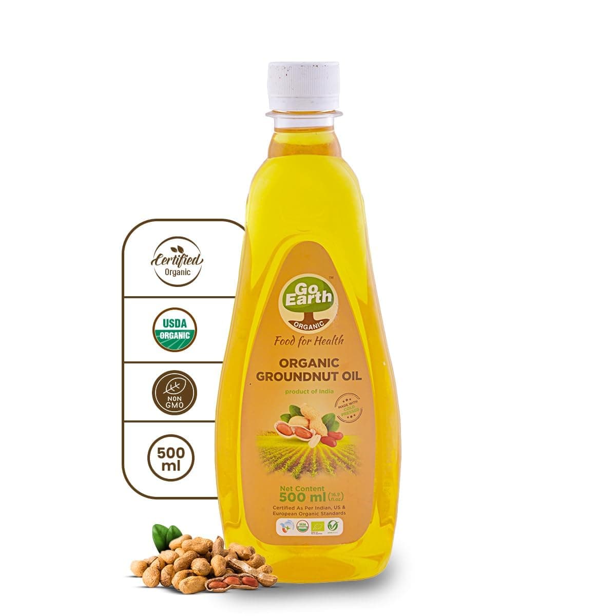 Organic Cold Pressed Groundnut Oil 500ML| Pure & Unrefined Cooking Oil | Peanut Oil for Daily Use | Mungfali Tel | Rich Aroma & Natural Flavor | Edible Oil for Cooking