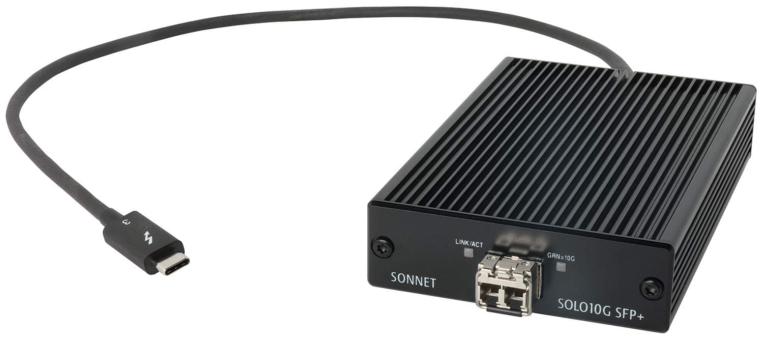 Sonnet Technologies SOLO10G-SFP-T3 Solo 10G Thunderbolt 3 to SFP+ 10 Gigabit Ethernet Adapter (SFP+ [SR] included)