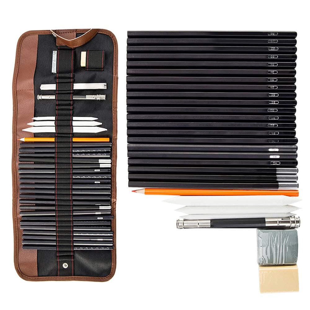 30 PCS Drawing Pencil Sketch Pencils Set,Sketching Pencil Set with Sketch Paper Zipper Case for Artists Adults Children