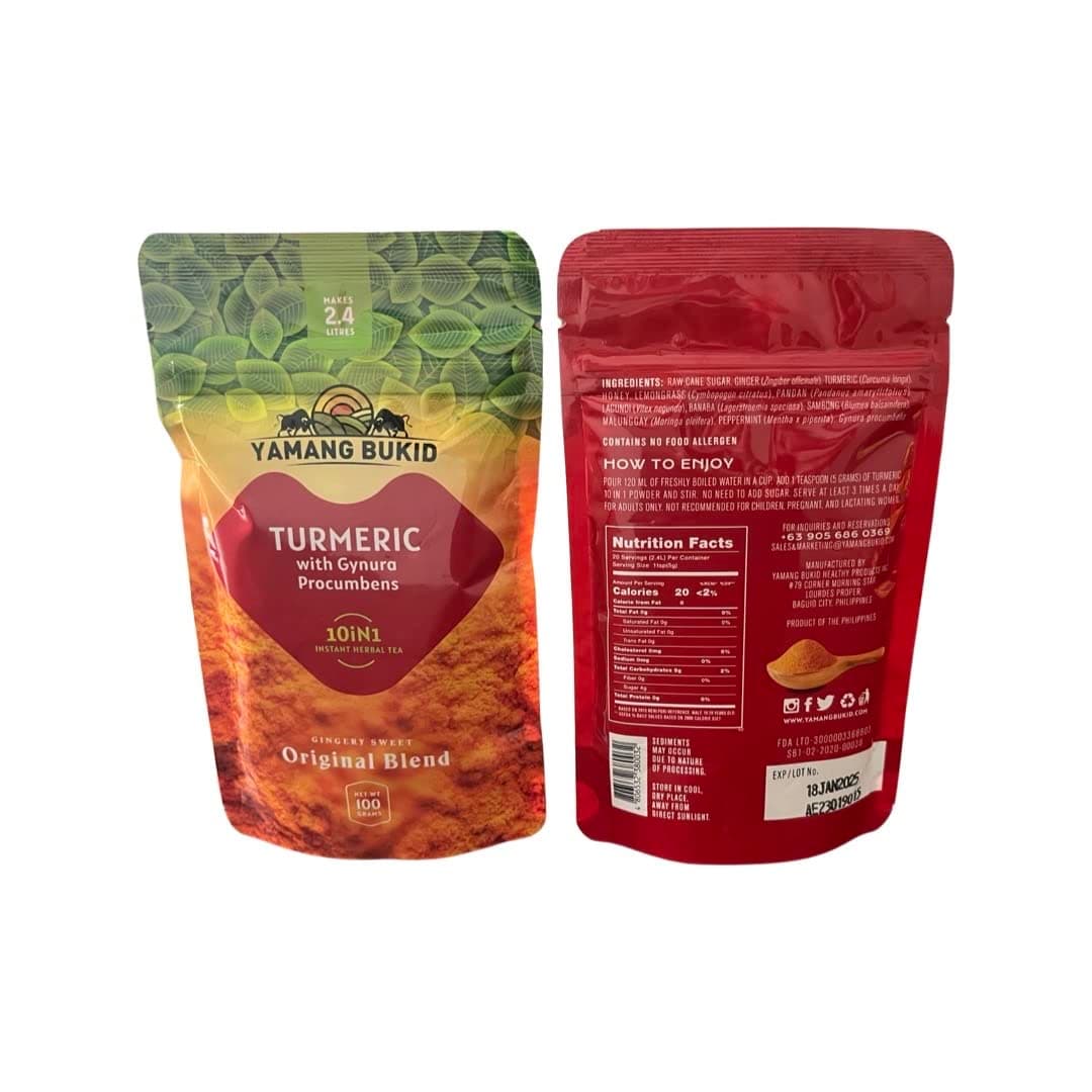 Yamang Bukid Turmeric 10 in 1 instant herbal tea (100g, 1 pack)