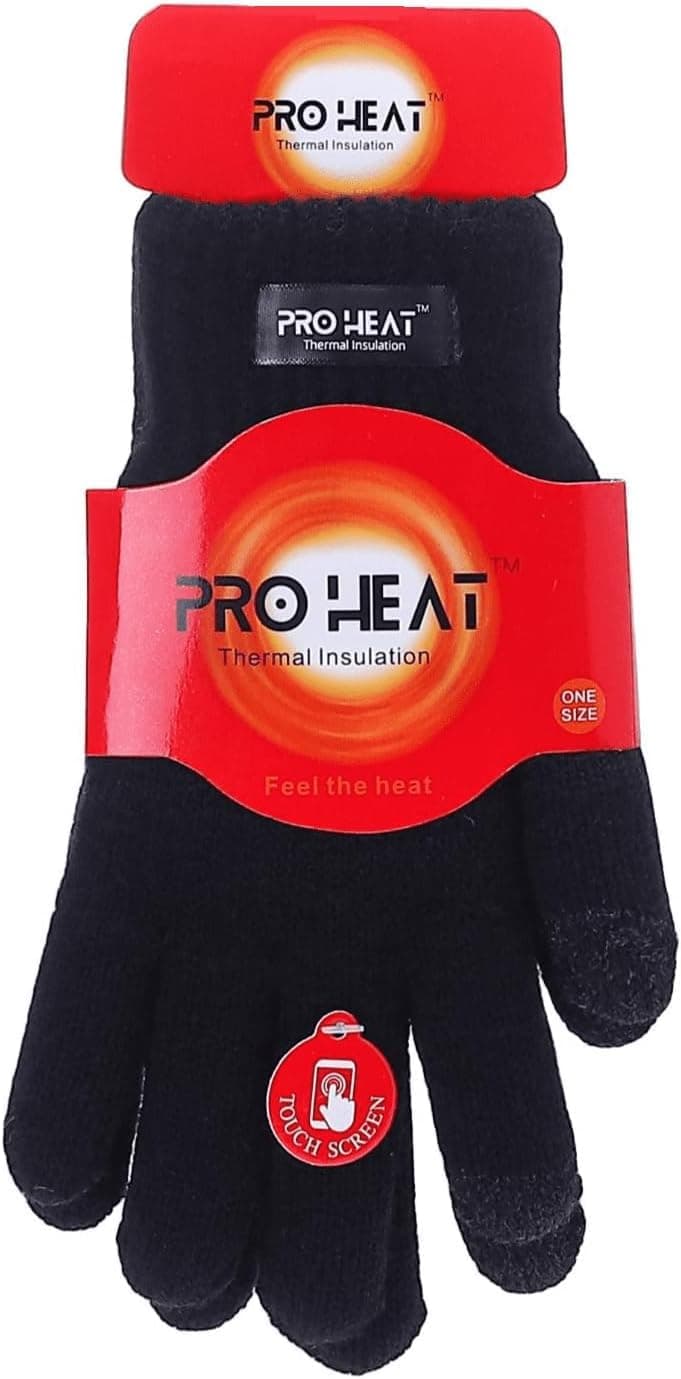 Mens Fleece Touch Screen Gloves Thinsulate Lined Full Finger Thermal Winter Wooly Work (Black)