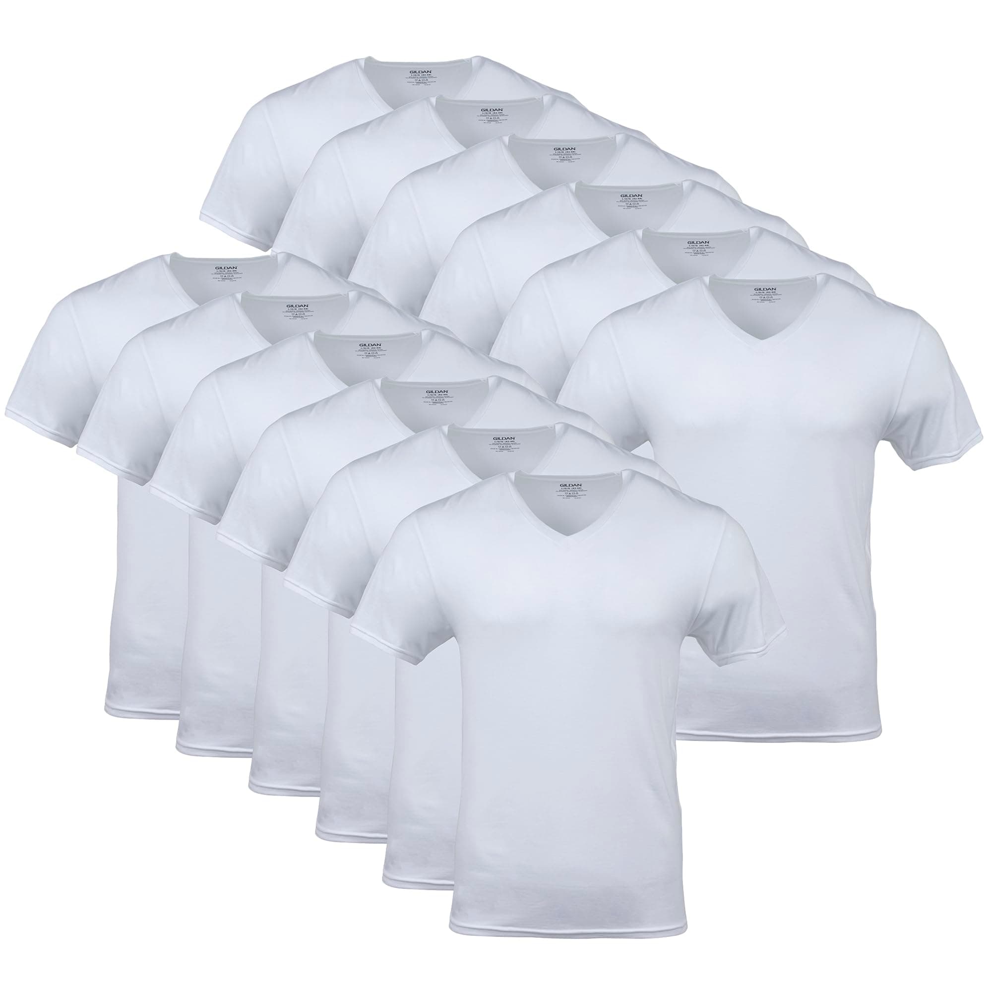 Gildan Men's V-Neck T-Shirts, Multipack, Style G1103, White (12-Pack), Clothing-Posinu-000026131