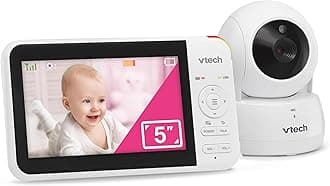VTech VM924 No WiFi Remote Pan-Tilt-Zoom Video Baby Monitor - 5" LCD Screen, Up to 17Hrs Video/31Hrs Audio Battery, 1000ft Range, Night Vision, Soothing Sounds, Temperature Sensor