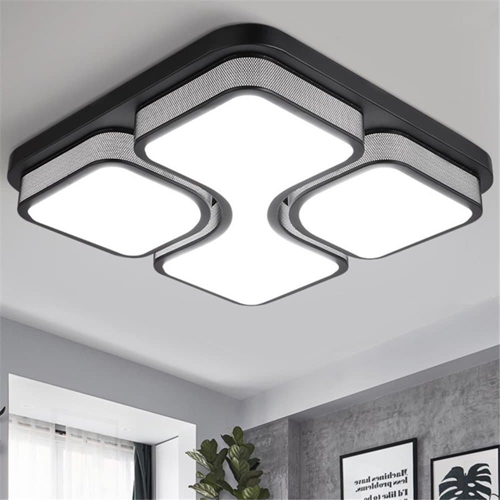 Plafonnier Led Modern Ceiling Light Luminaire Lamparas De Techo Light Fixtures Ceiling Lights Square Acrylic Lamps Living Room,Black-43×43cm-Warm White Christmas Thanksgiving Wedding Birthday Gift