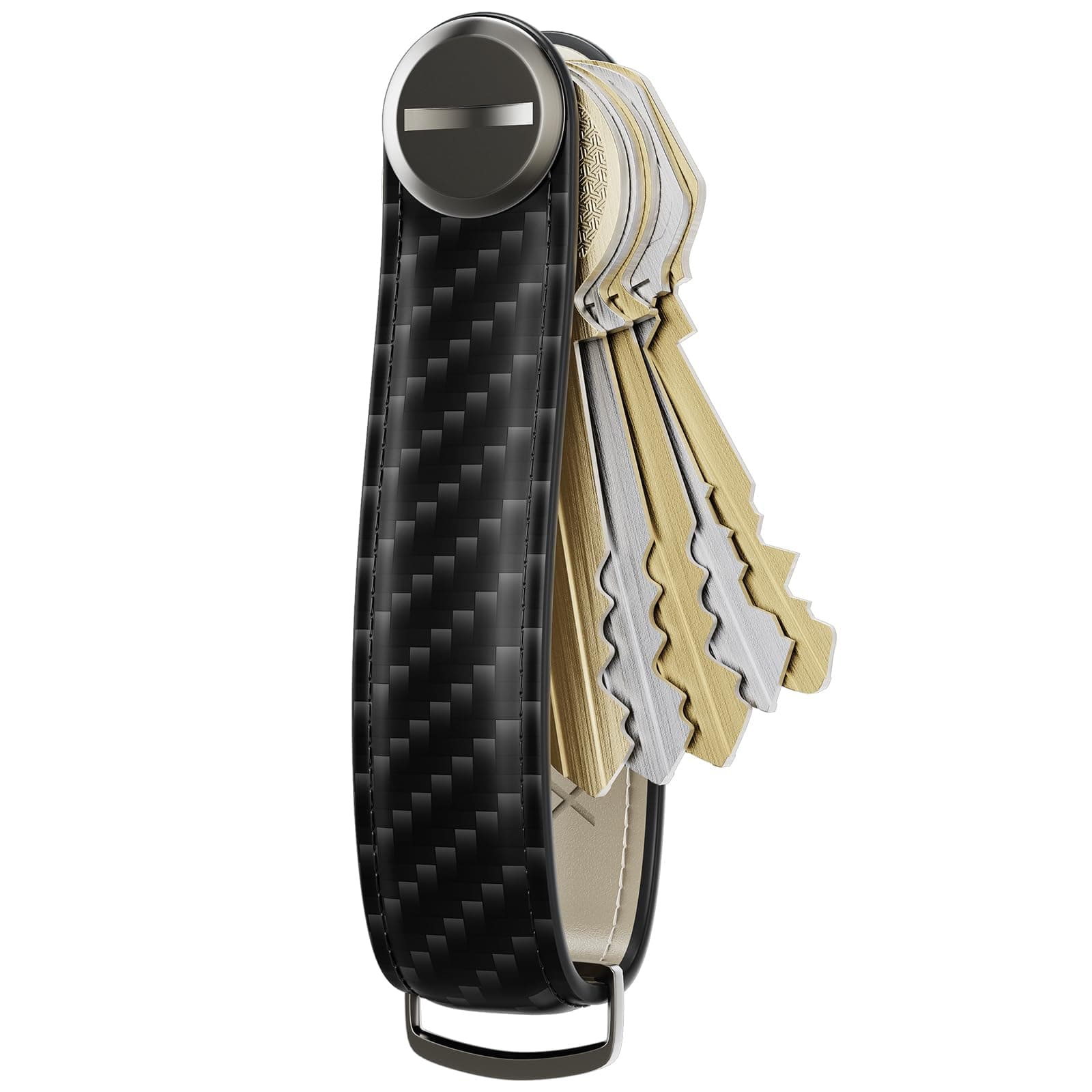 Key Holder Key Organizer Compact Leather Key Chain Minimalist key case key holder for keychain Carbon Fiber Secures 3-5 Keys