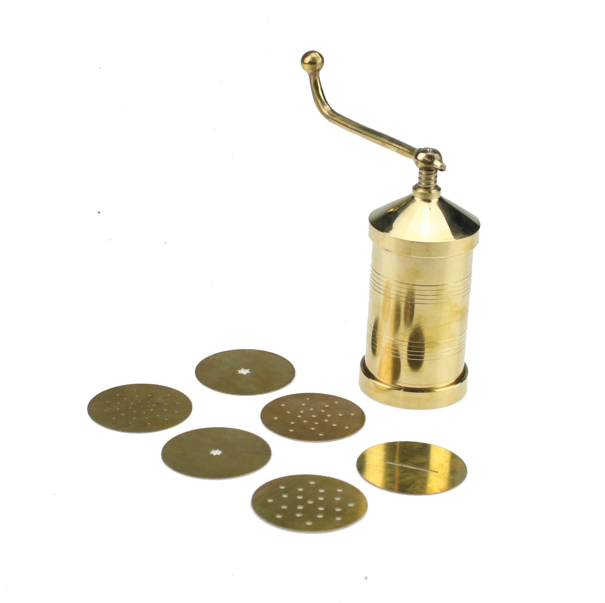 Brass Sev Sancha Manual Pasta Noodles Spaghetti Maker Murukku Chakli Bhujia Maker Indian Snack Maker with 6 Different Disc Plates