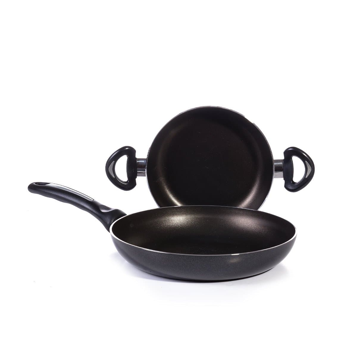 Essenso Bronx Nonstick 2 Piece Egg Pan and Fry Pan Set, Dishwasher Safe, Black