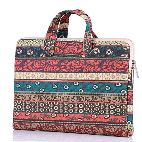 Laptop Shoulder Briefcase Bag,HBBEL Bohemian Mistic Forest Style Canvas Fabric Briefcase Carry Case for 13-13.3 Inch Laptop/MacBook Pro(Air)/Notebook Computer