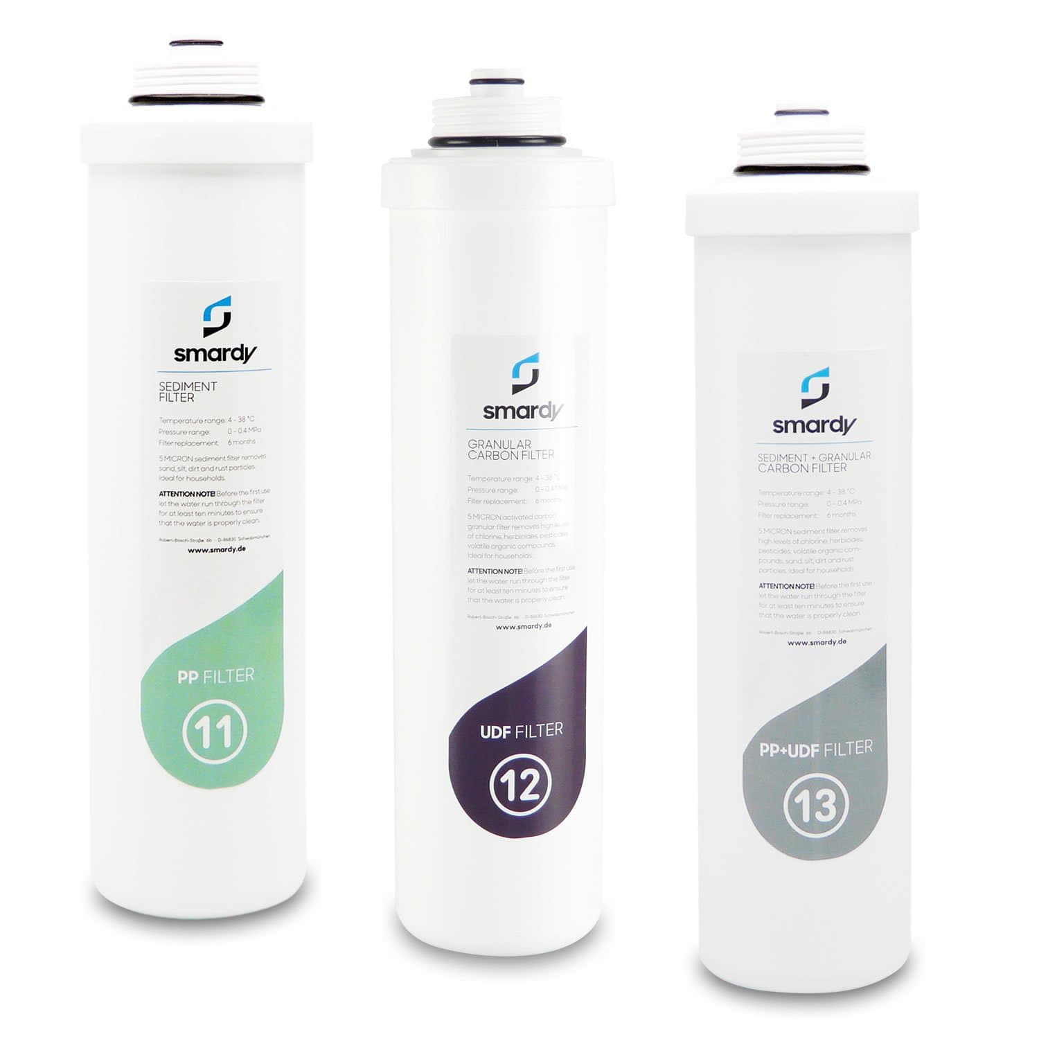 smardy 3X Water Filter Replacement Filters kit Nr. 11 | 12 | 13 for Water Filter Systems smardy PRO 190