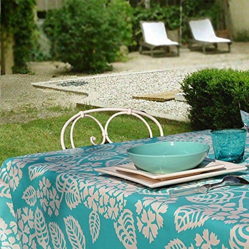 Fleur De Soleil – Coated Cloth Hydrangeas Turquoise coated finish rectangle 160x300 cm – Non Hemmed (Straight Cut) – Size – Material: Cotton