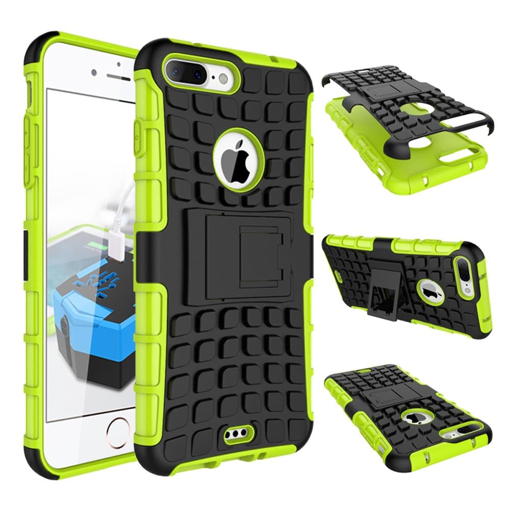 iPhone 7 Plus Case, Leiai Modern Fashion Anti-Scratch Shockproof TPU-PC with Ultra Slim Coated Surface for Excellent Grip Case Cover Bummper Shell for iPhone 7 Plus 5.5" (Green)