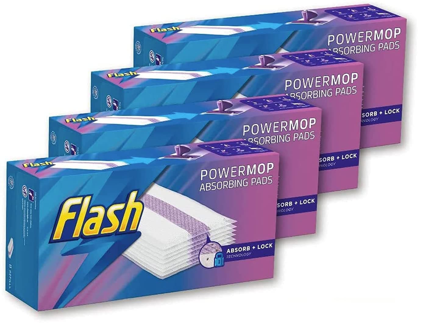 Flash Power Spray Mop Absorbing Pad Refills, Flash Mop Refill Pads, White, 64 Wipes (16x4), Flash Power Mop