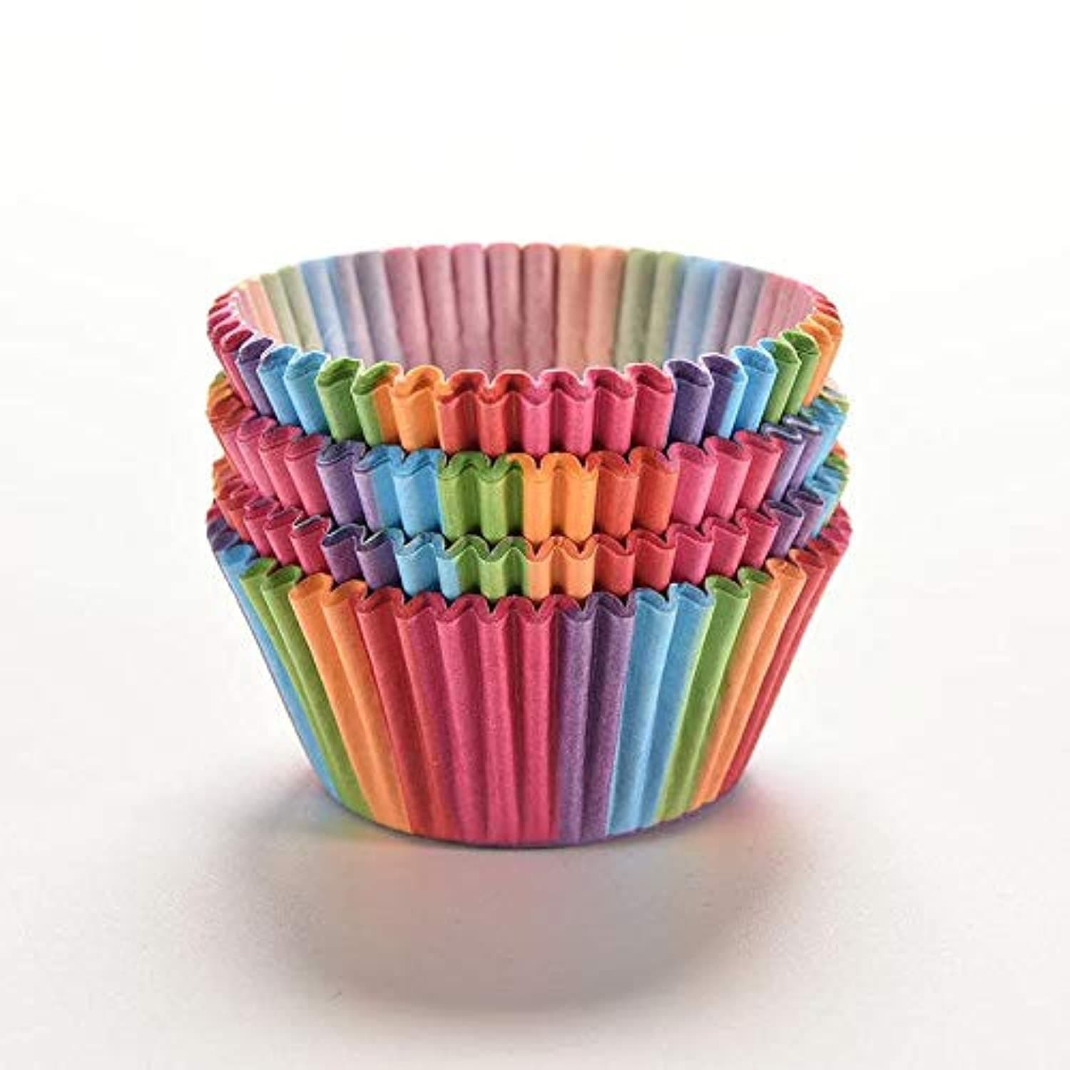 100Pcs/set Rainbow Color Cupcake Baking Paper Cases Cake Box