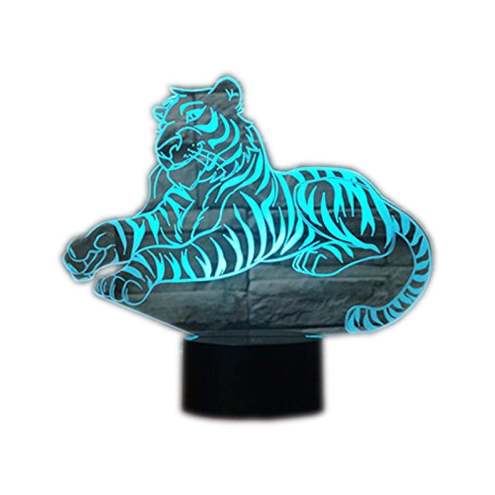 3D Led Illusion Table Lamp 7 Colors Change Night Light for Bedroom Home Decoration Wedding Birthday Christmas and Valentine Gift Artistic and Romantic Atmosphere(Tiger)