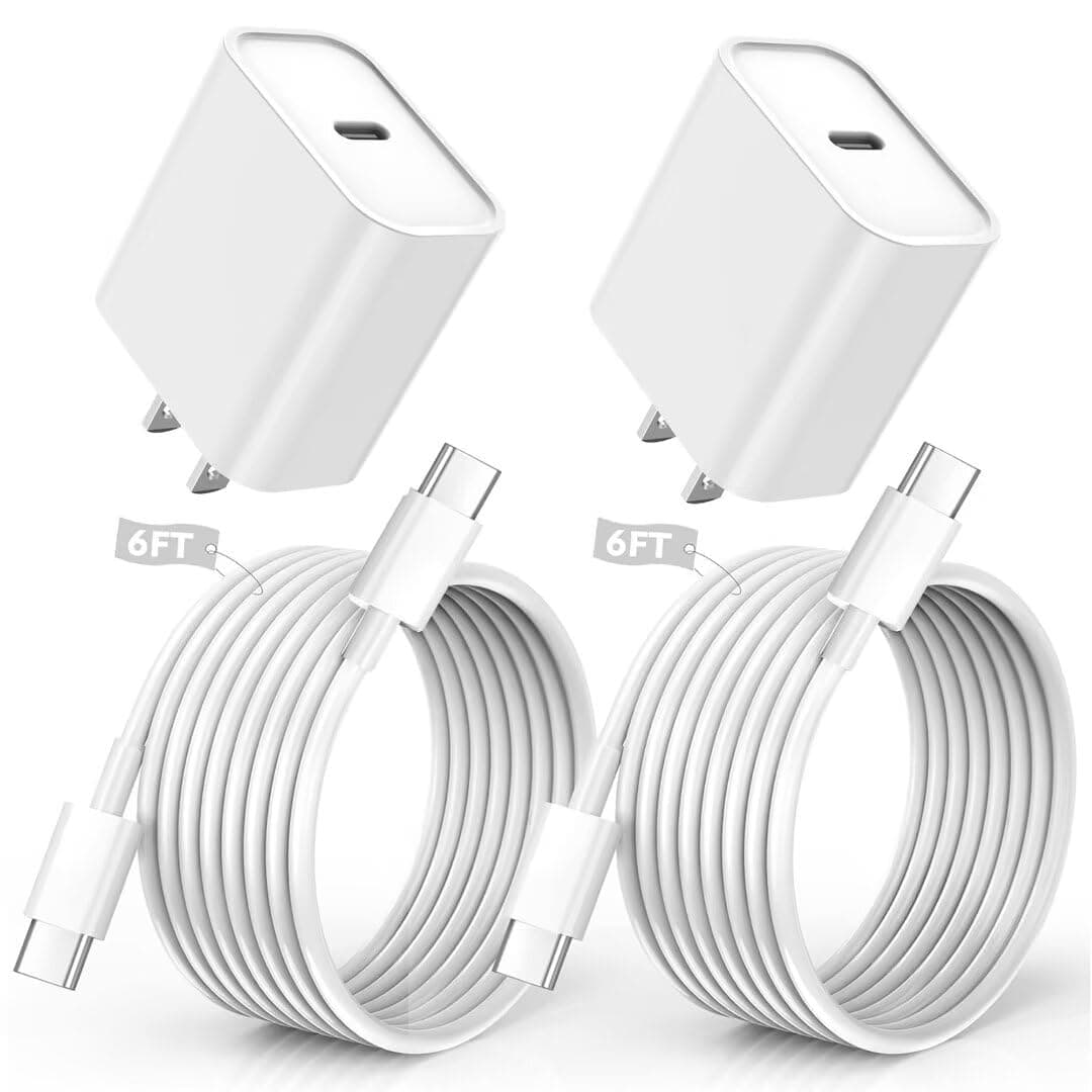 - iPhone 17/16/15 Charger, USB C Charger, 2Pack 20W Type C Fast Wall Charge Power Adapter,6FT 60W USB-C to C Cable for iPhone Air/17Pro Max/15/16 Pro Max,iPad Pro 12.9/11 inch,iPad Air 5/4th,AirPods Pro