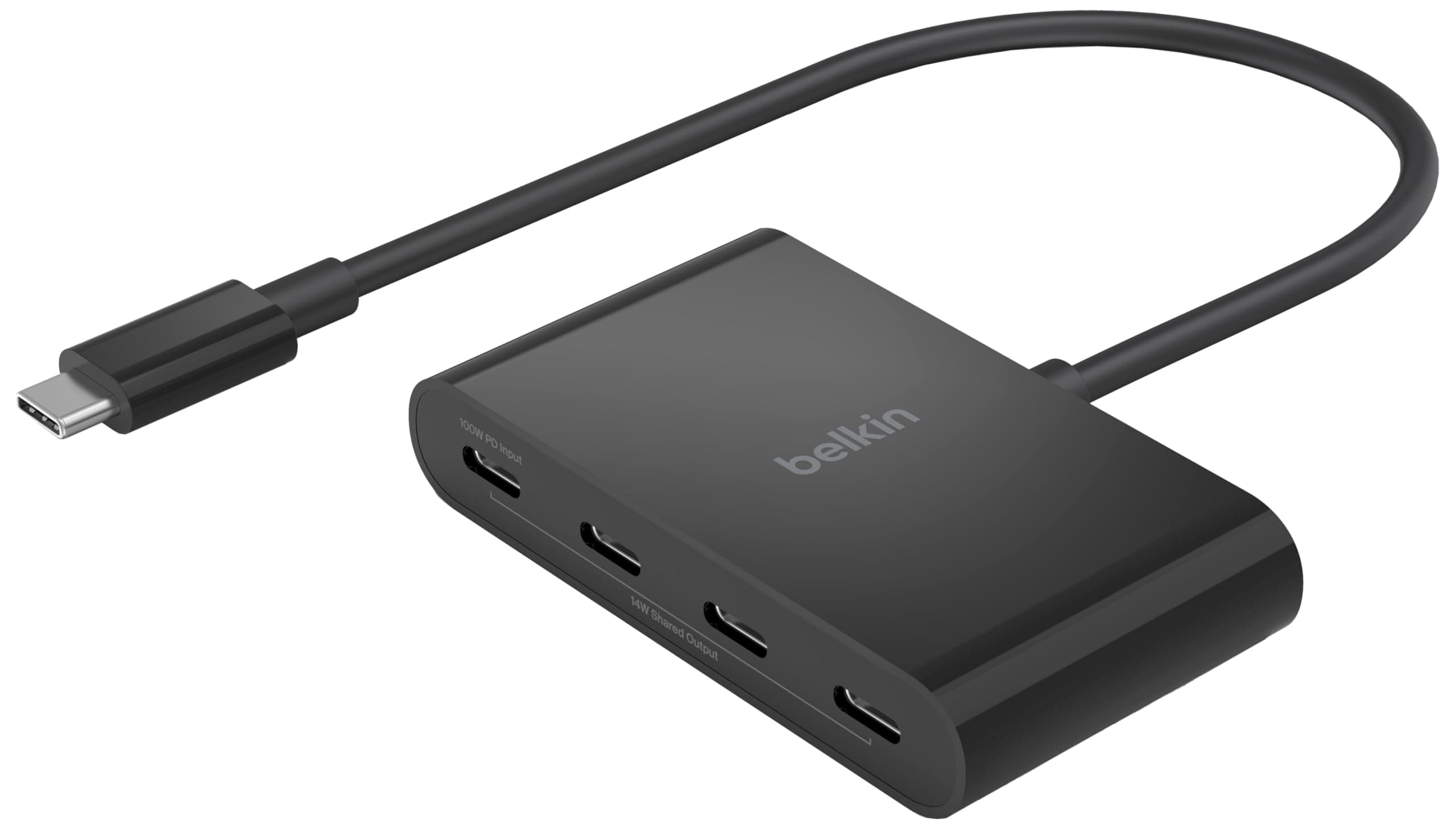 Belkin Connect™ USB-C to 4-Port USB-C Hub (4-in-1) 100W PD Type-C Port 10Gbps Ultra-High-Speed Data Transfer FRS Technology Equipped Data Corruption Prevention All Ports Audio Compatible Microphone