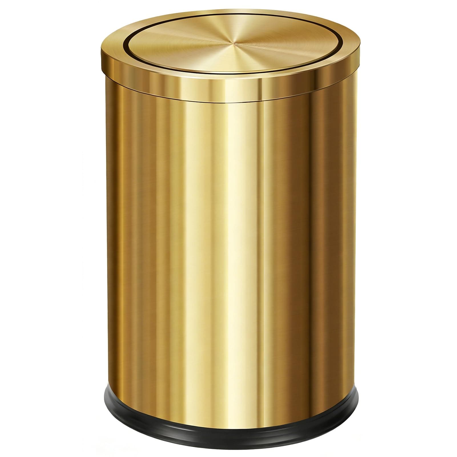 Stainless Steel Gold Trash can with Flipping Lid 2.4gallon Fingerprint-Proof Garbage cans Wastebasket Bin for Kitchen bothroom Living Room (Gold)