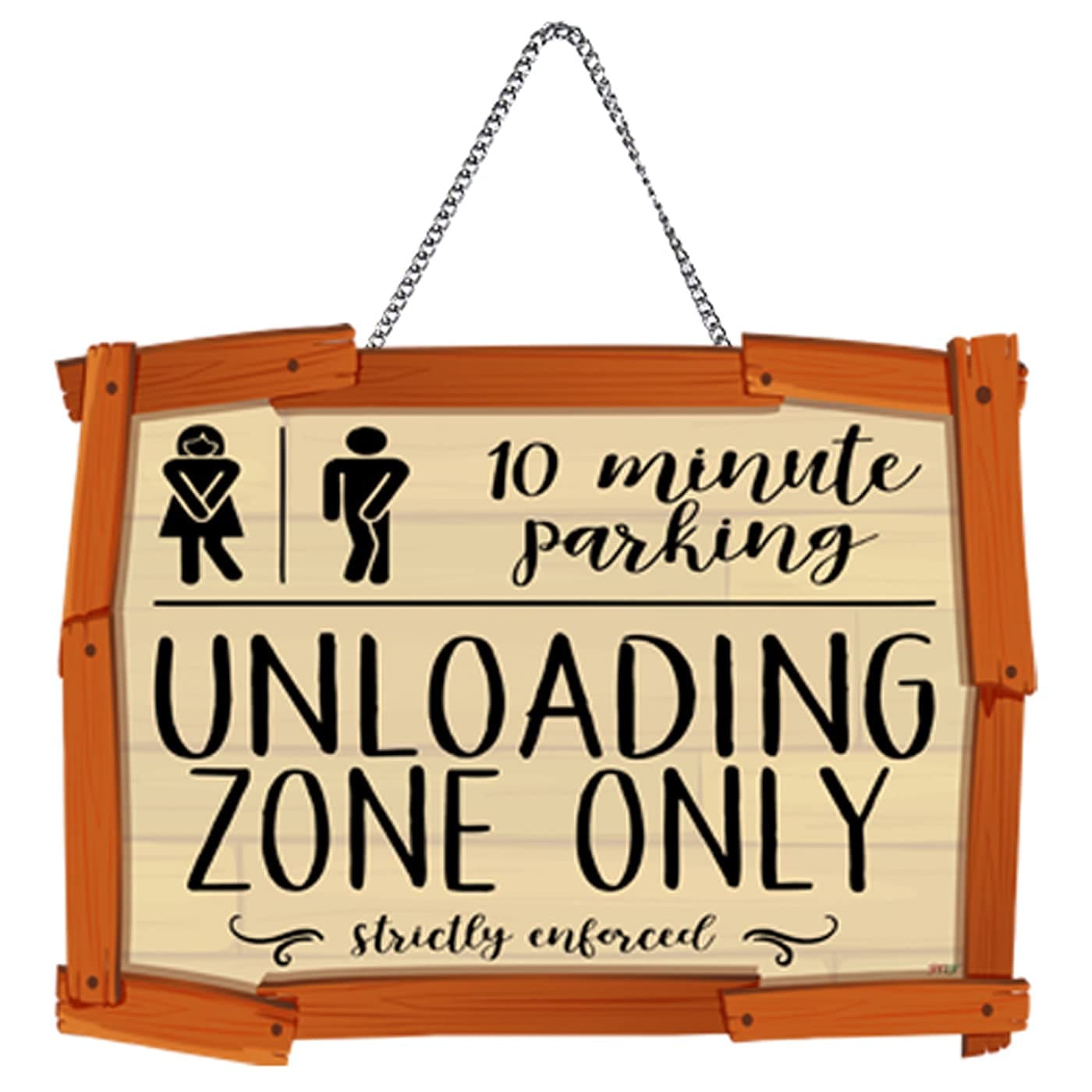 pnf Poster And Frames 10 MINUTE parking UNLOADING ZONE ONLY Quote Printed Funny Inappropriate Bathroom Signs (Wooden, 11x9 Inch,brown)-71-3