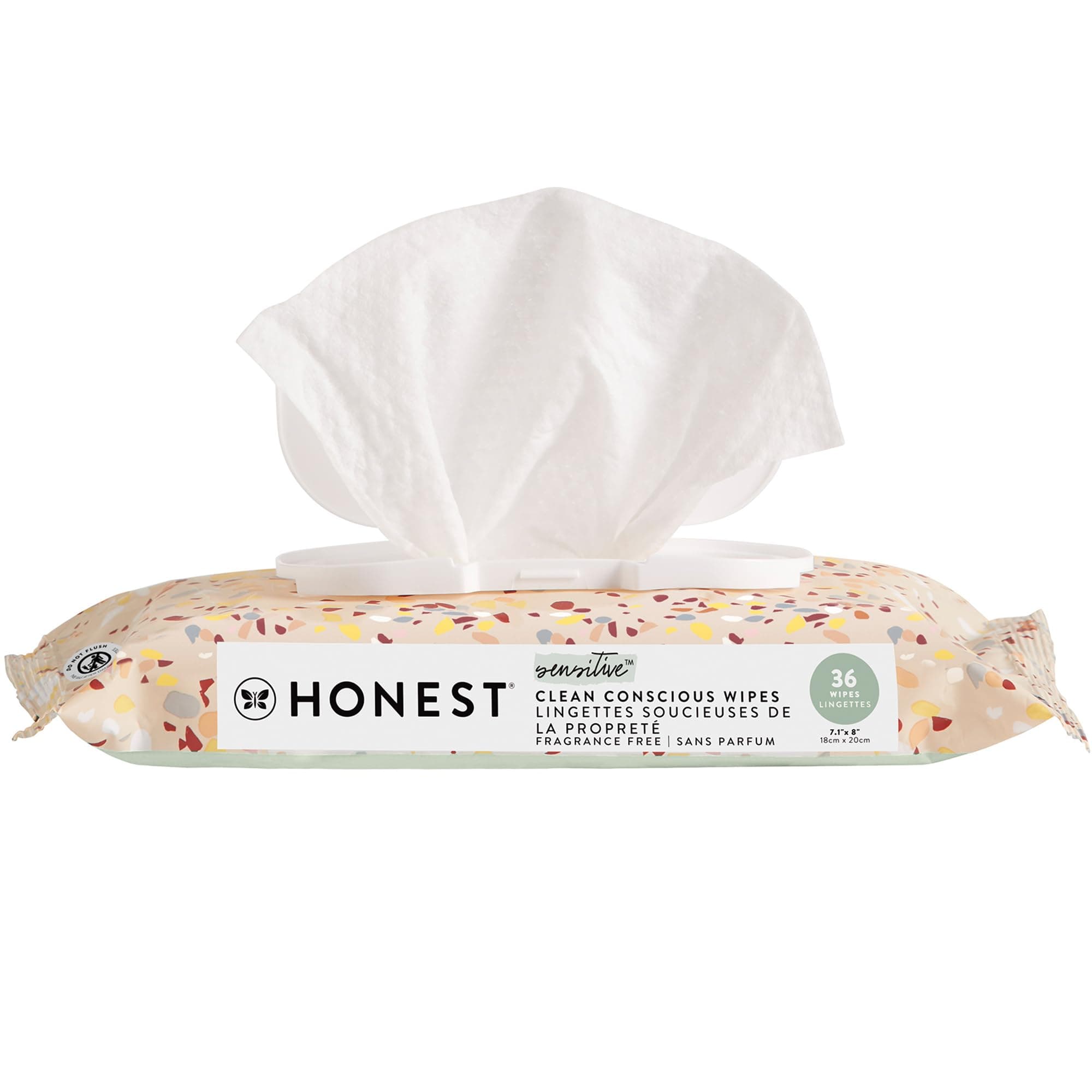 Clean Conscious Unscented Wipes | Over 99% Water, Compostable, Plant-Based, Baby Wipes | Hypoallergenic for Sensitive Skin, EWG Verified | Terrazzo, 36 Count