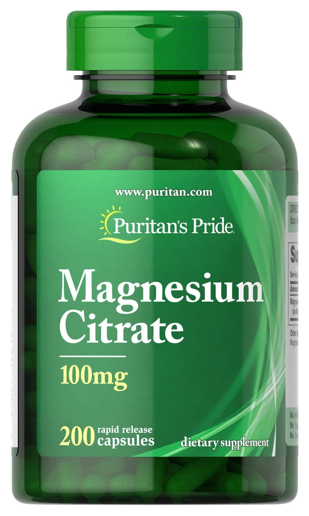 Magnesium Citrate 100 mg,Supports a Calm, Relaxed Mood, 200 Count by Puritan's Pride