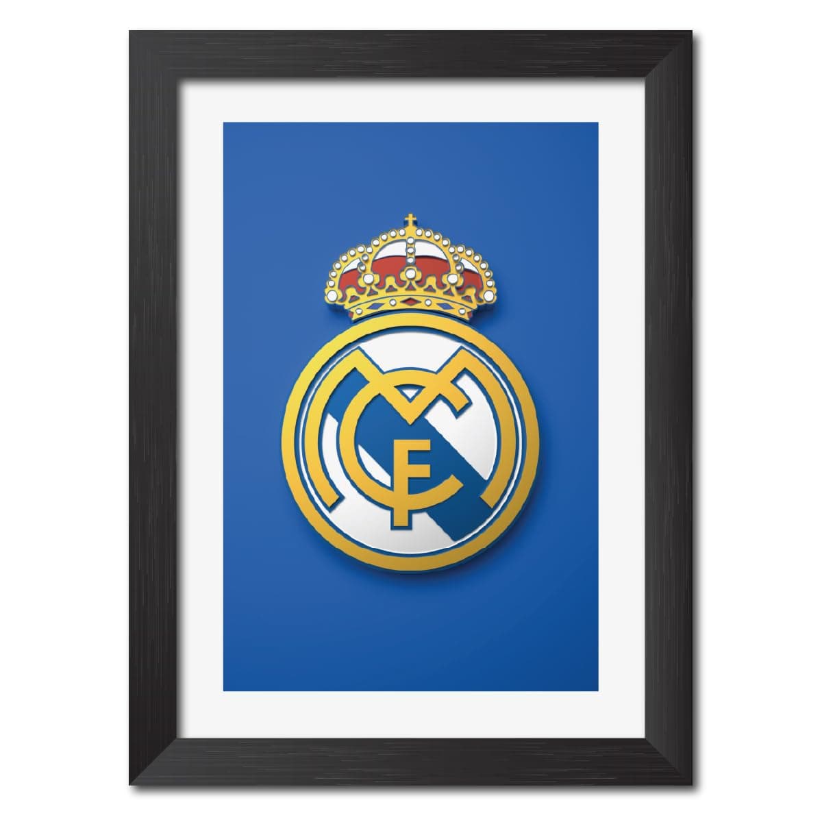 TenorArts Real Madrid FC 3D Textured Logo Laminated Poster Framed Painting With Matt Finish Black Frame (12 inches x 9inches)