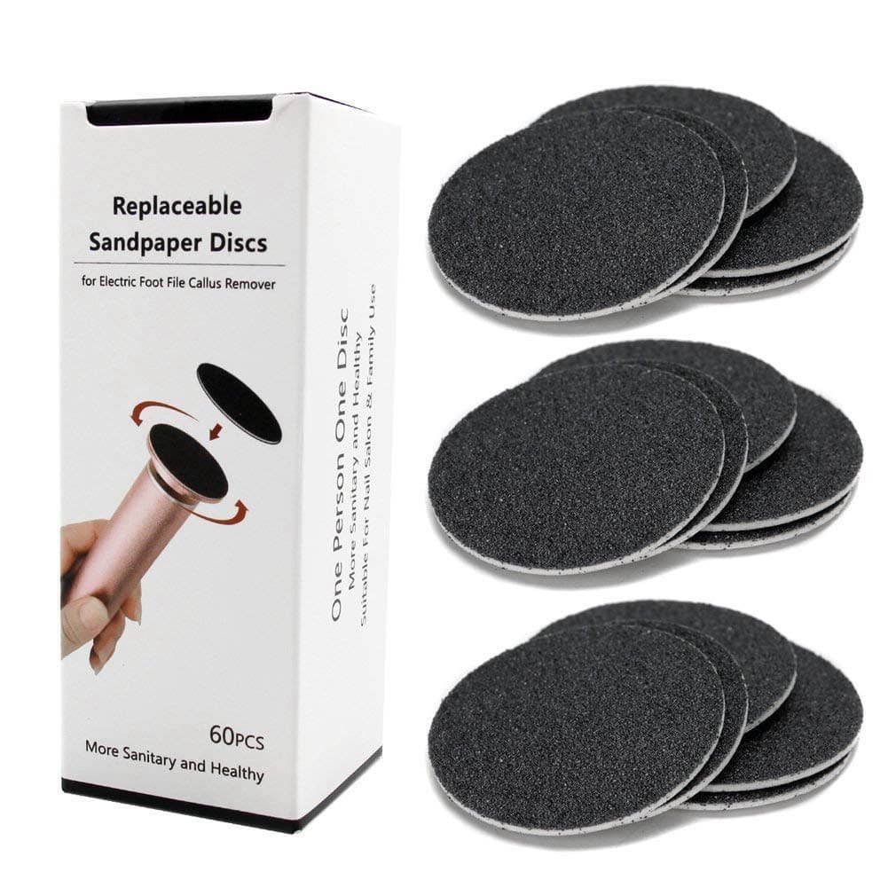 Romica Replacement Sandpaper Disk Discs (Extra Coarse 80 Grit) for Electronic Foot File Callus Remover Tool, 60 Pieces
