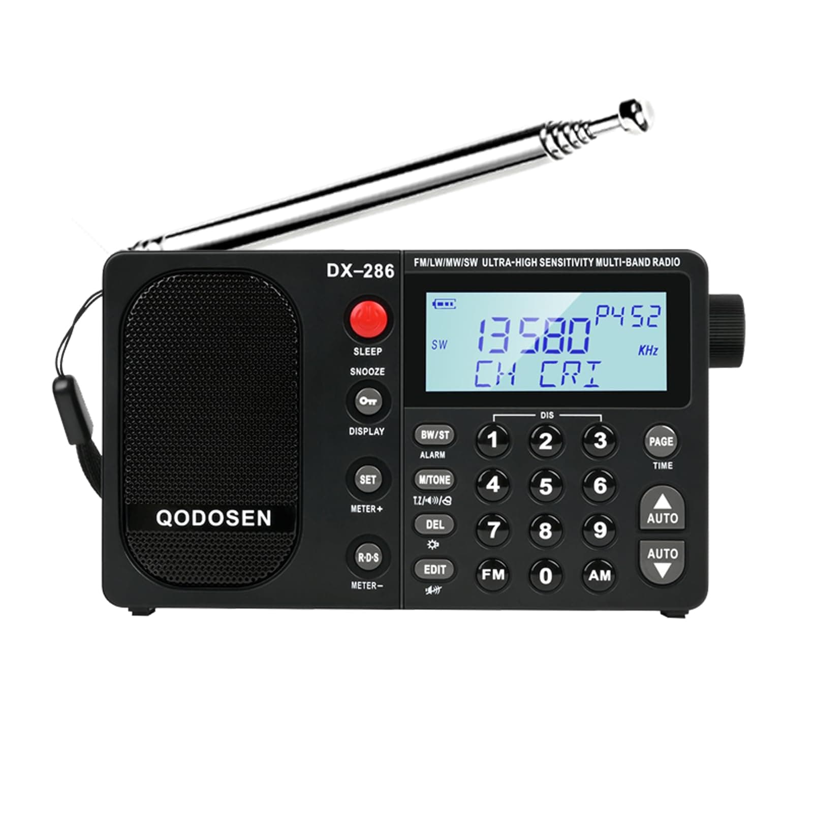 DX-286 Portable Shortwave Radio AM FM LW SW Ultra High Sensitivity Full Band Radios with TEF6686 Chip for Kitchen, Desk, Bedroom, Office and Outdoors.