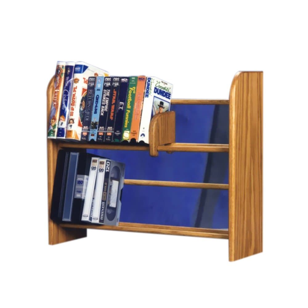 Cdracks Media Furniture Solid Oak 2 Row Dowel DVD/VHS Rack Capacity 80 DVD's/ 42 VHS Tapes Honey Finish