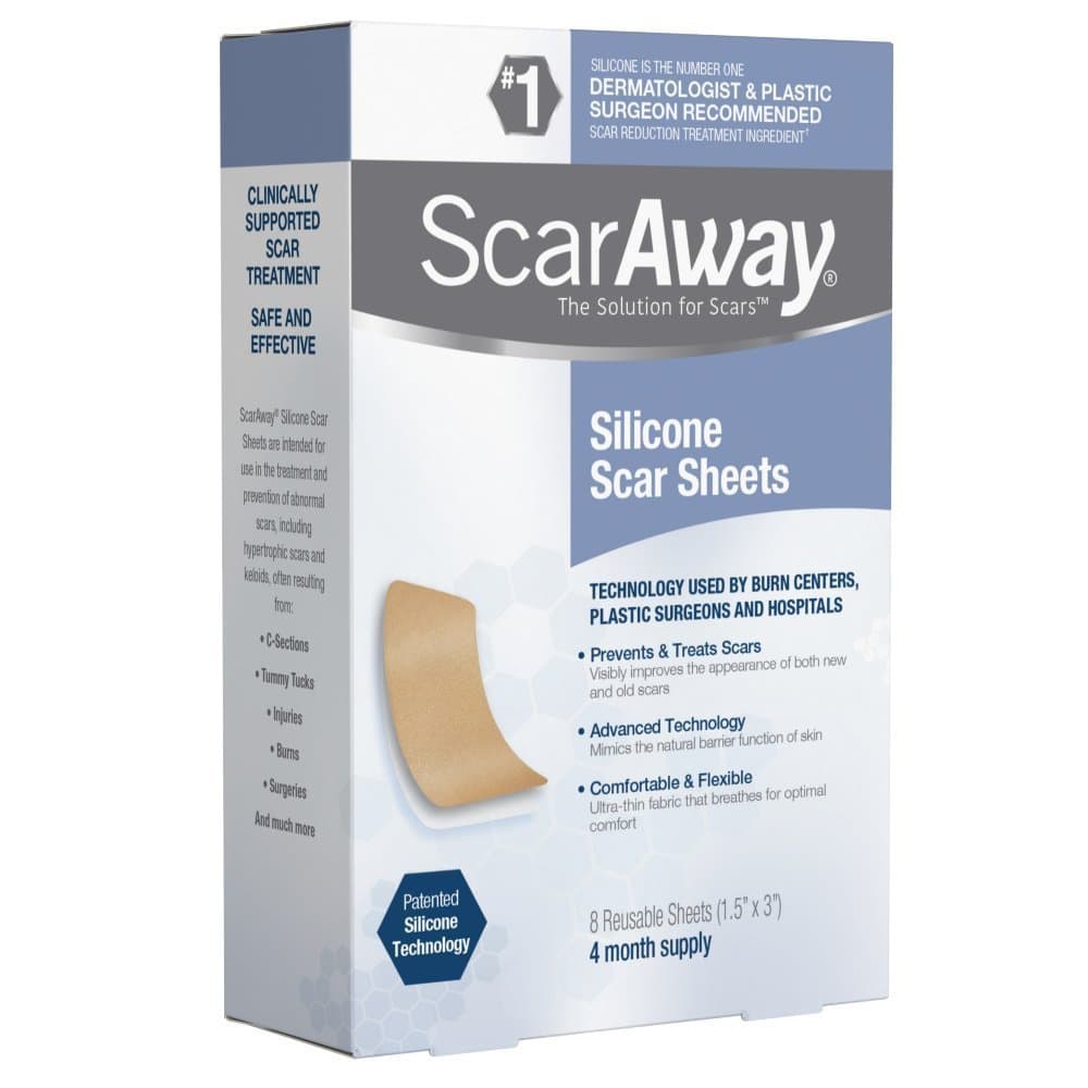 ScarAway Silicone Scar Sheets (1.5" x 3") 8 ct (Pack of 3)