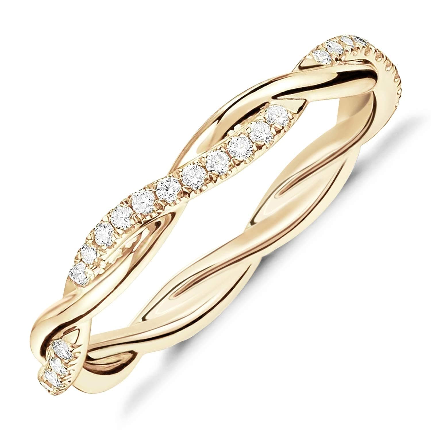 14K Gold Plated Cubic Zirconia Twisted Rope Eternity Band for Women
