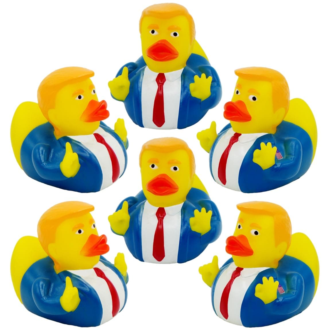 - President Trump Rubber Ducks - Bulk 12 Pack - 2.3 Inch Funny Duckies for Jeep Ducking, Bath Tub Toys, Christmas White Elephant Exchange Gag Gift for Adults