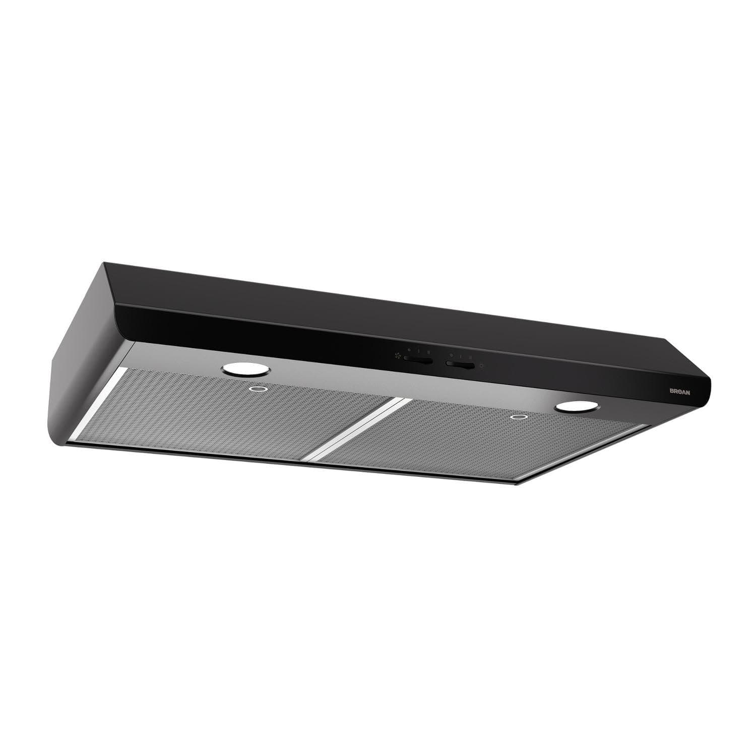 Broan-NuTone BKSH130BL Sahale 30-inch Under-Cabinet Easy Install 4-Way Convertible Range Hood with 2-Speed Exhaust Fan and Light, 300 Max Blower CFM, Black