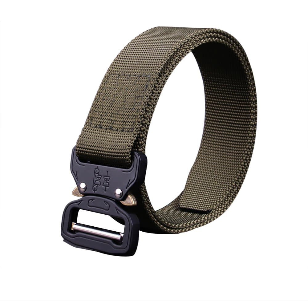 Tactical Belt (Army Gree) Tactical Belt, Military Style Webbing Riggers Web Belt with Heavy-Duty Quick-Release Metal Buckle