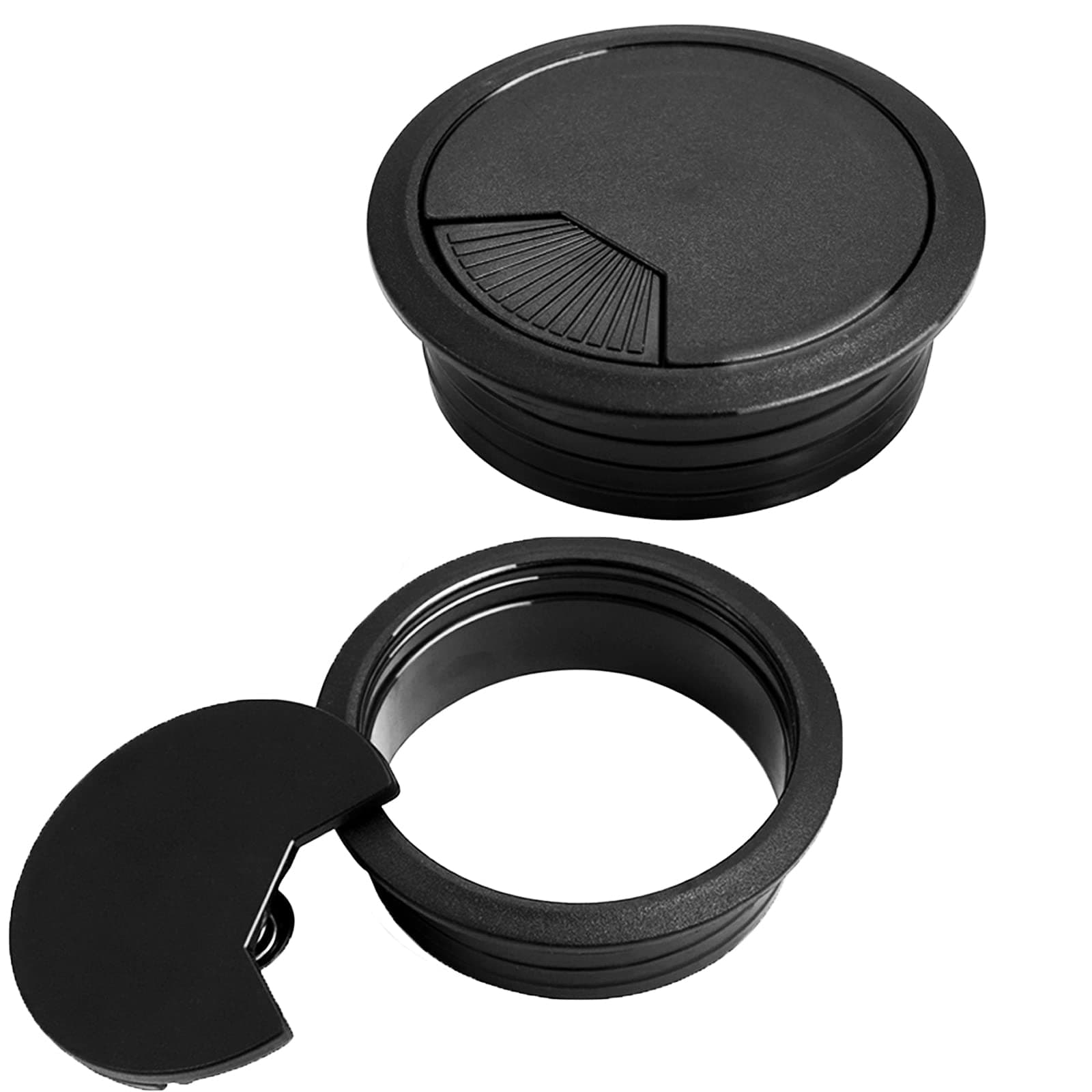 2 Pcs 80mm Desk Cable Grommets, Black Desk Cord Grommet Round Plastic Cable Hole Cover Grommet Wire Grommet for Home Office