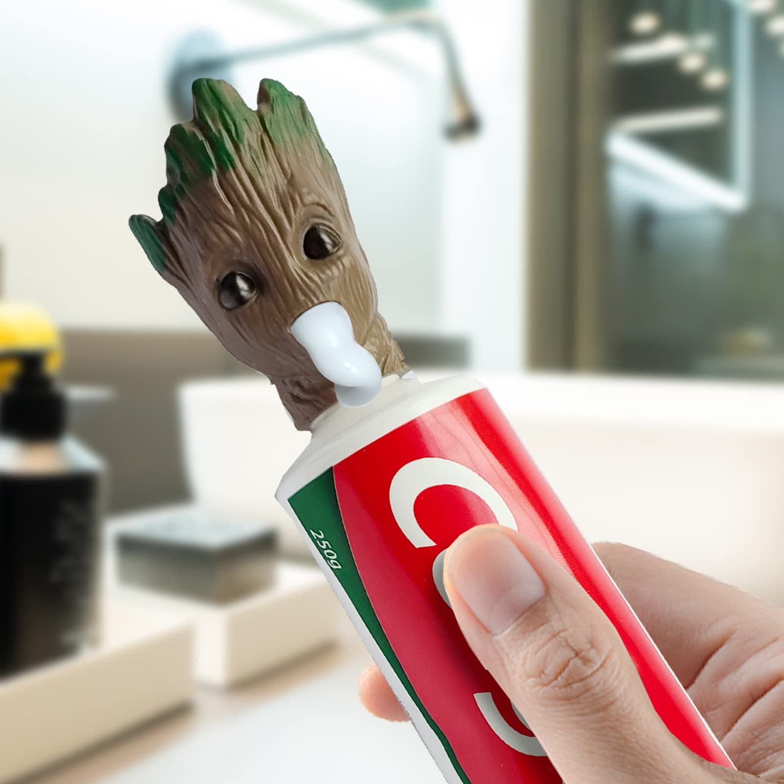 BonneChance 2023 New Baby Groot Toothpaste Topper Groot Toothpaste Cap The Tree Man I Am Groot Toothpaste Dispenser for Kids, Star Wars Fans Groot Toys for Kids Christmas Gift Box