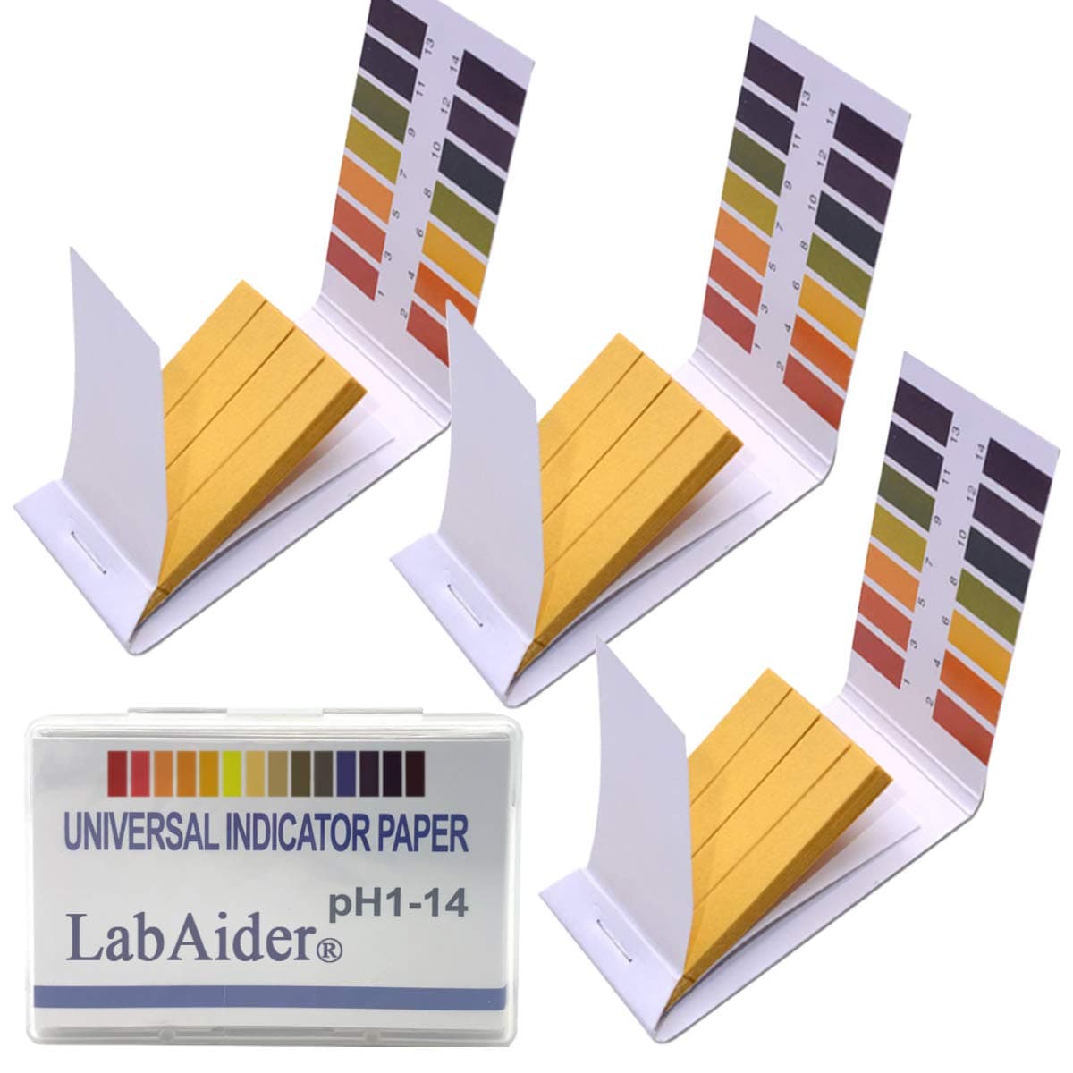 LabAider 3 Pack pH 1-14 Test Paper, 240 Strips, Storage Case, Saliva, Urine, Water, Soil, Pet Food, Diet pH Monitoring