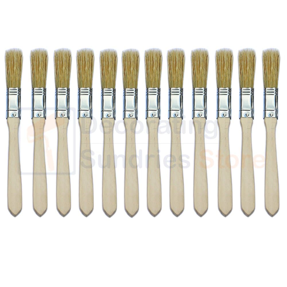 12 x Half Inch Paint Brushes Disposable Economy Brushes 0.5" | 12mm Natural Bristle Laminating Brushes