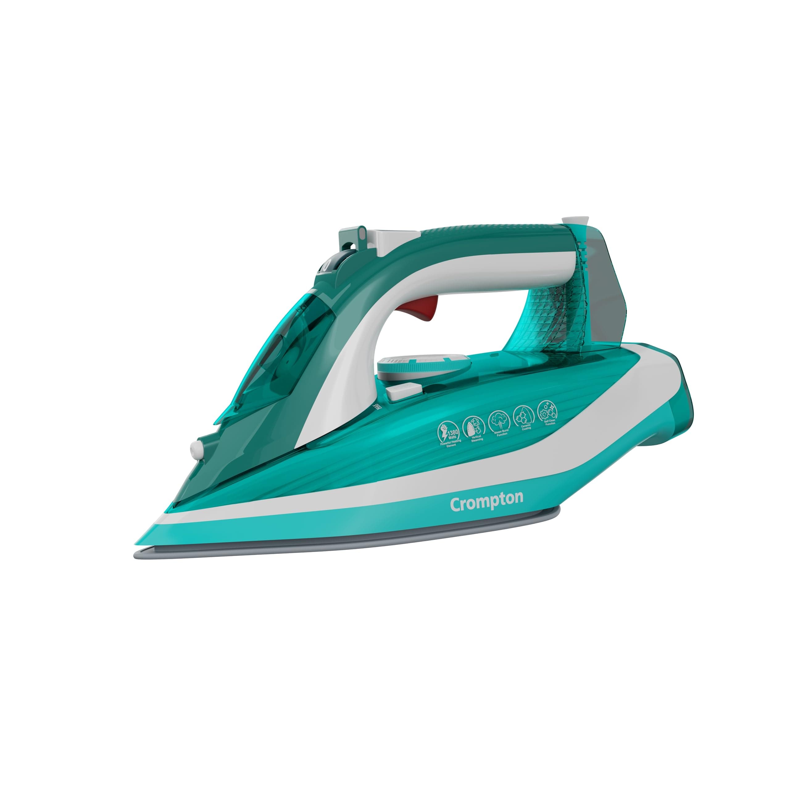 CromptonFabrismart Neo 1380 W Steam Iron with 200 ml Water Tank, Upto 20g /min Steam Output and Ceramic Coating Soleplate (Green), 6 Fabric Settings, Large (ACGSI-FABRISMARTN)