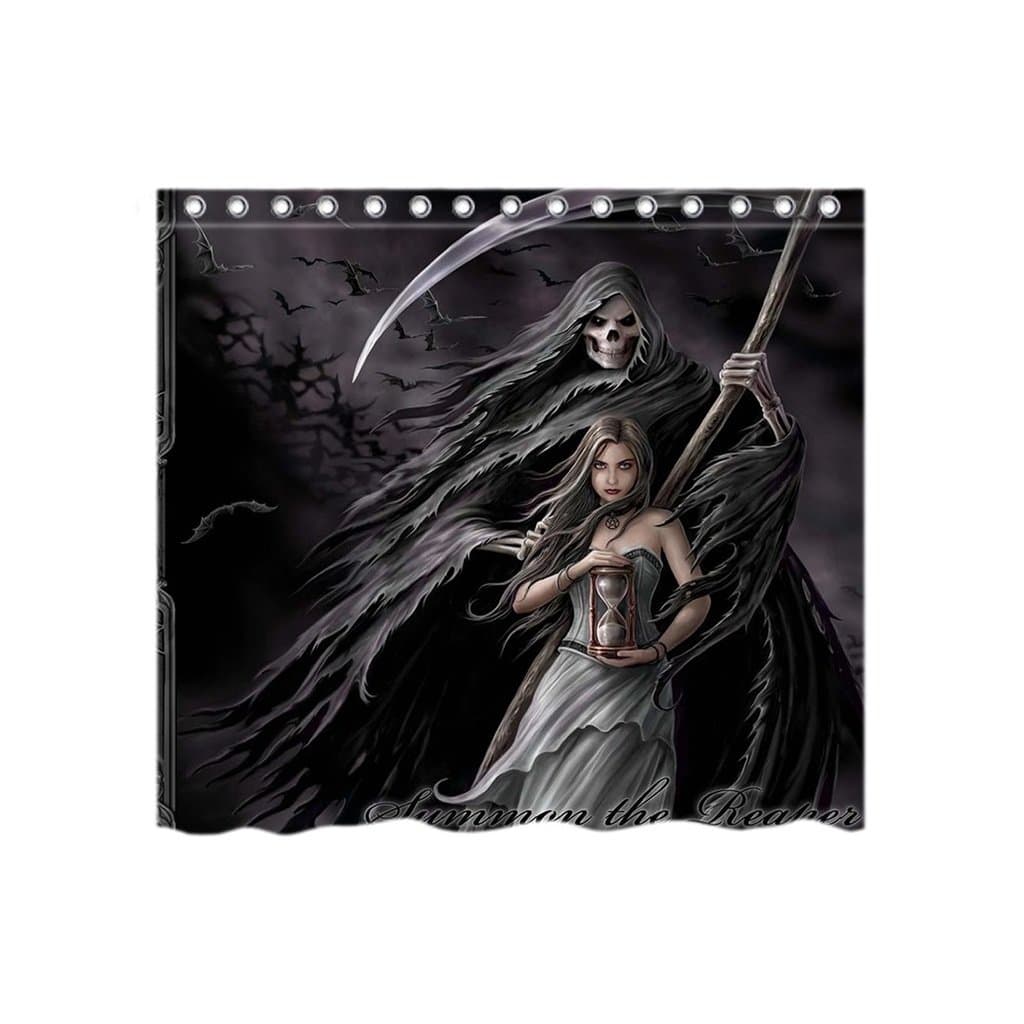 ShangRa Design Unique Grim Reaper Gothic Death Angel Waterproof Polyester Fabric Bathroom Shower Curtain With C-Shaped Hooks