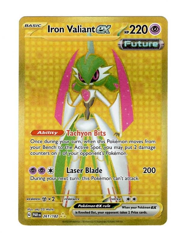 Pokemon - Iron Valiant ex 261/182 - Paradox Rift - Hyper Rare - Gold Foil - Single Card