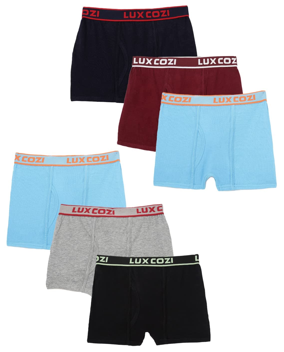 Lux Cozi Boy's 100% Cotton Outer Elastic Semi Long Trunk |Trunk for Boys |Pack of 6 (Color & Prints May Vary)