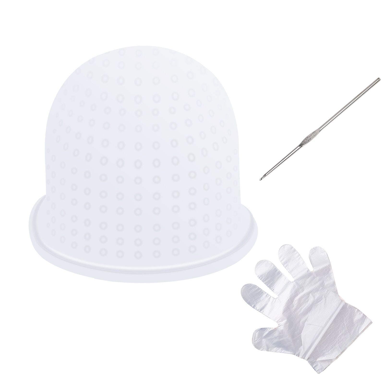 KATOOM Highlight Caps Hair Coloring Cap Salon Dye Highlighting Frosting Hat Silicone Hairdressing Tools with Metal Hook for Barbershop Hair Styling Modeling