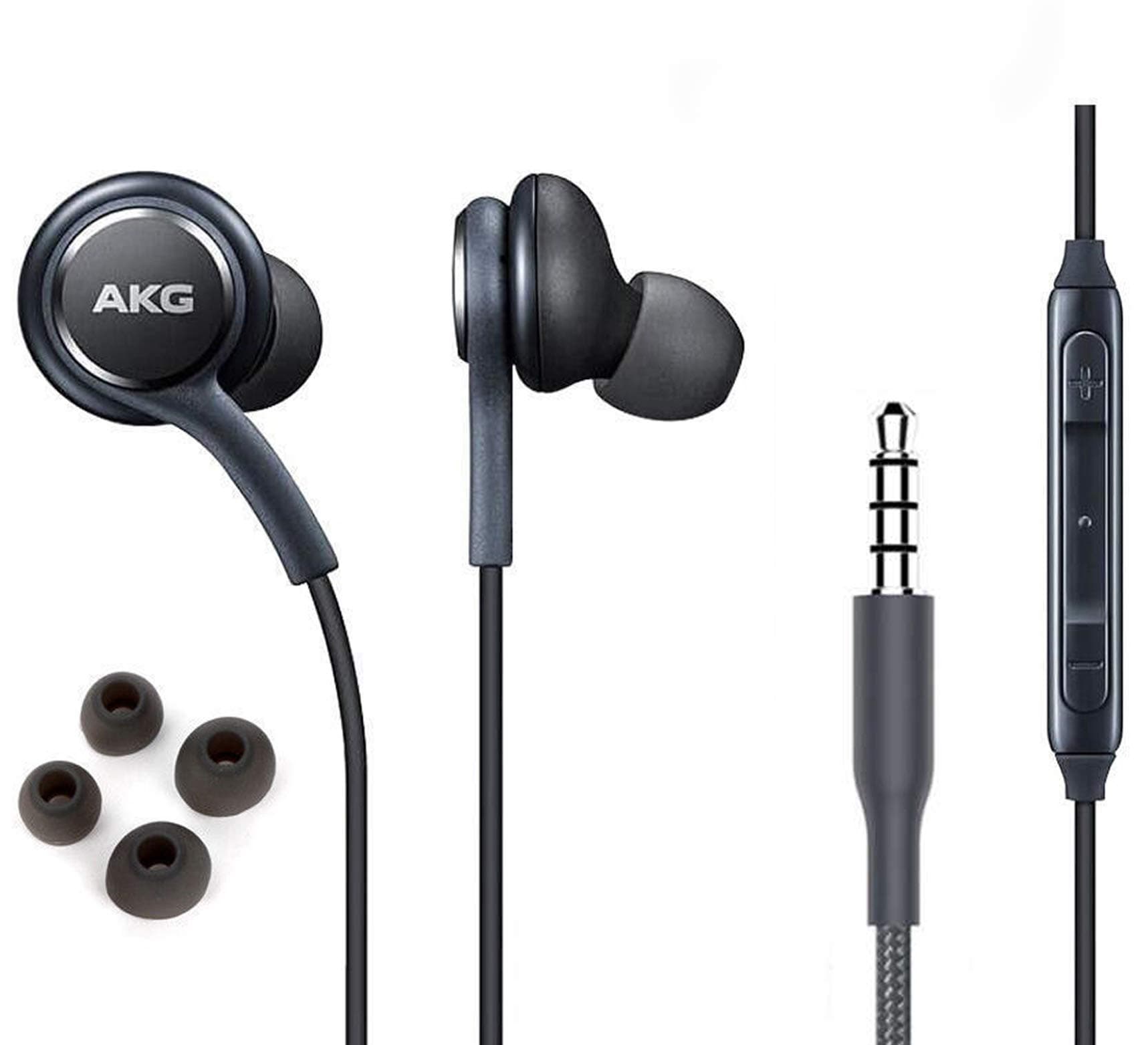 OEM Earbuds Stereo Headphones for Samsung Galaxy S10 S10e Plus Cable - Designed by AKG - with Microphone and Volume Buttons (Grey)