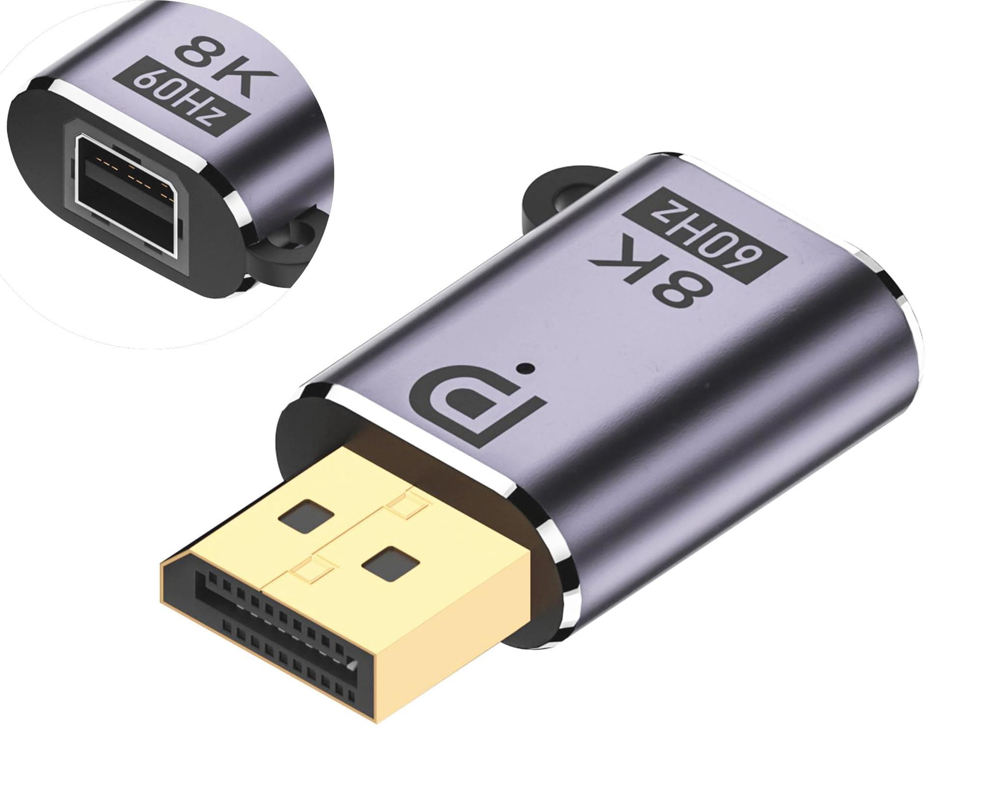 DP to Mini DP Adapter Mini DisplayPort 1.4 Adapter 8K@60Hz DP Male to Mini DP Female Extend Connector with Hole and LED Indicator for Projector Laptop HDTV Monitor