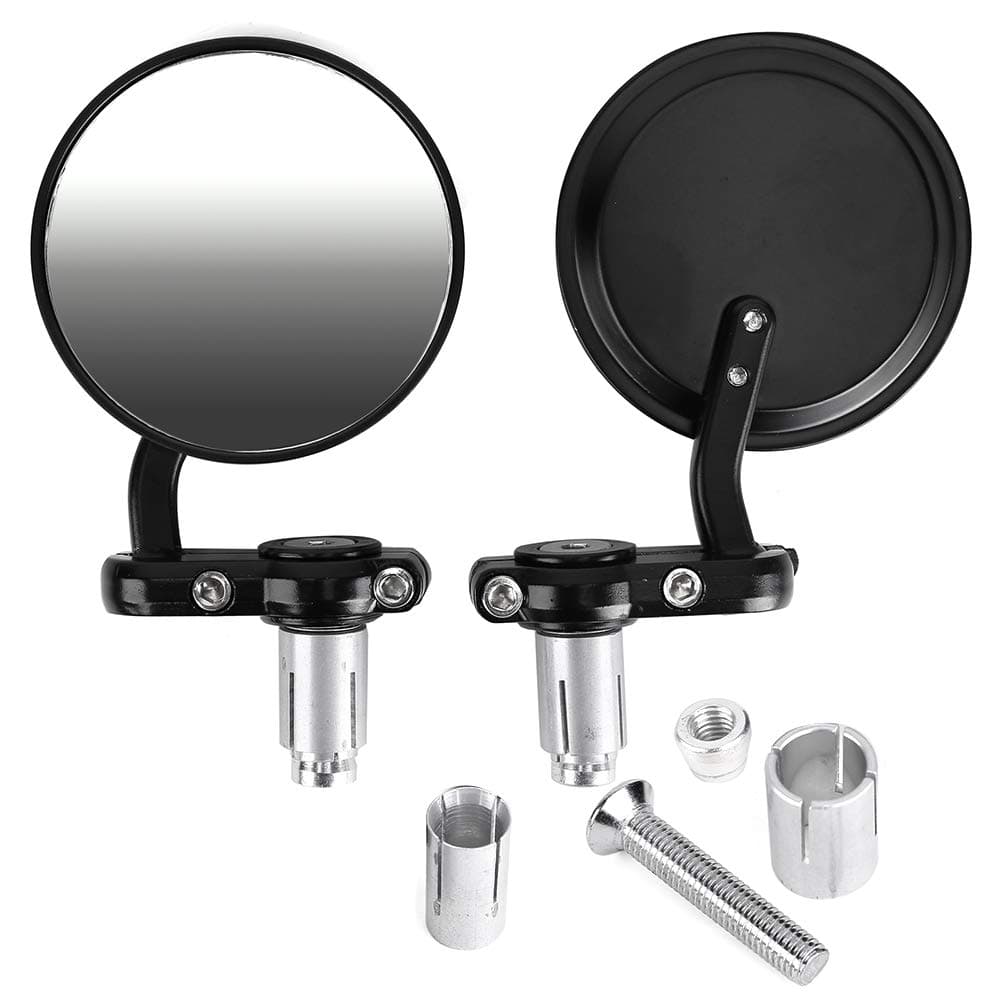 SurePromise One Pair Black Motorcycle Motorbike Scooter Bike Rear View Side Mirrors Universal Bar End Fits 7/8" 22mm Handle Bars