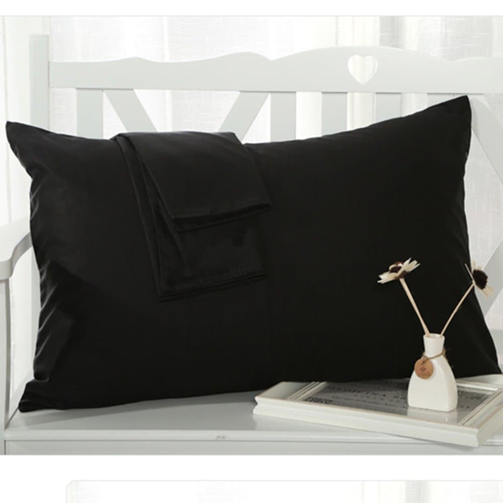 Fortune Linens Pillowcase Pair Maximum Softness - Elegant Double-Stitched Tailoring King 1800 Series 100% Egyptian Quality Brushed Microfiber Black Solid