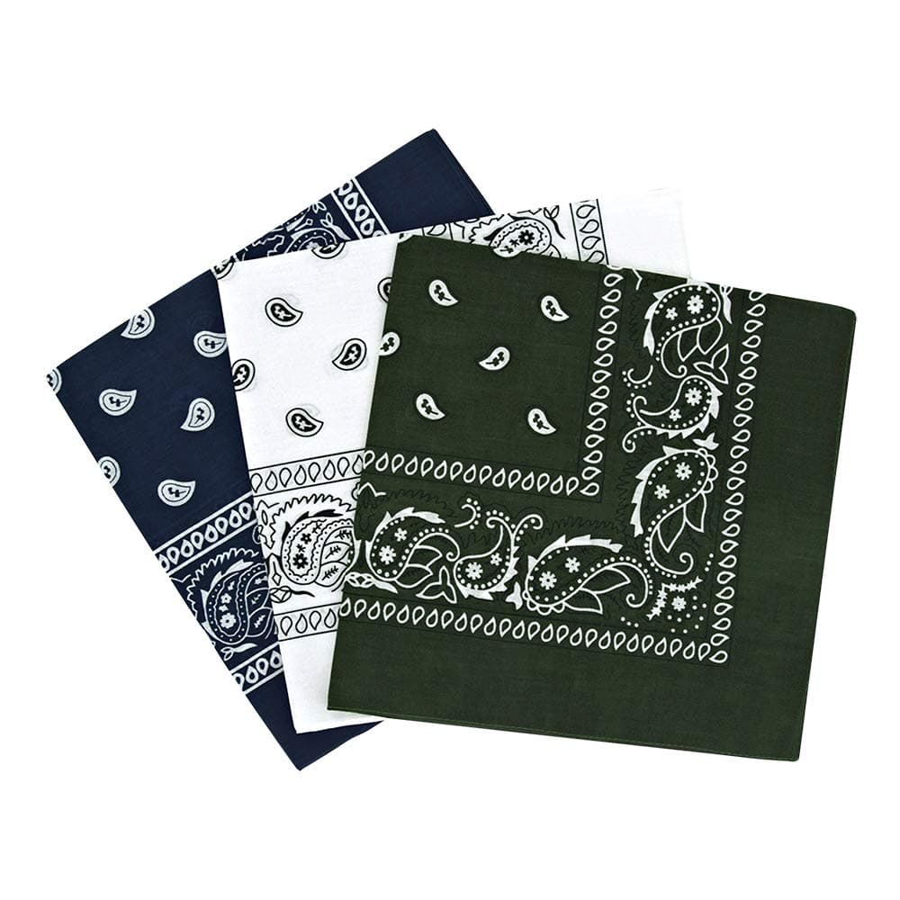 By NekiPaisley Bandanas Headband Scarf Pack Of 3 Mixed Colours Cotton Paisley Print, Fashion Hair Accessory, Sports, Multifunctional, UK Seller FREE UK Postage