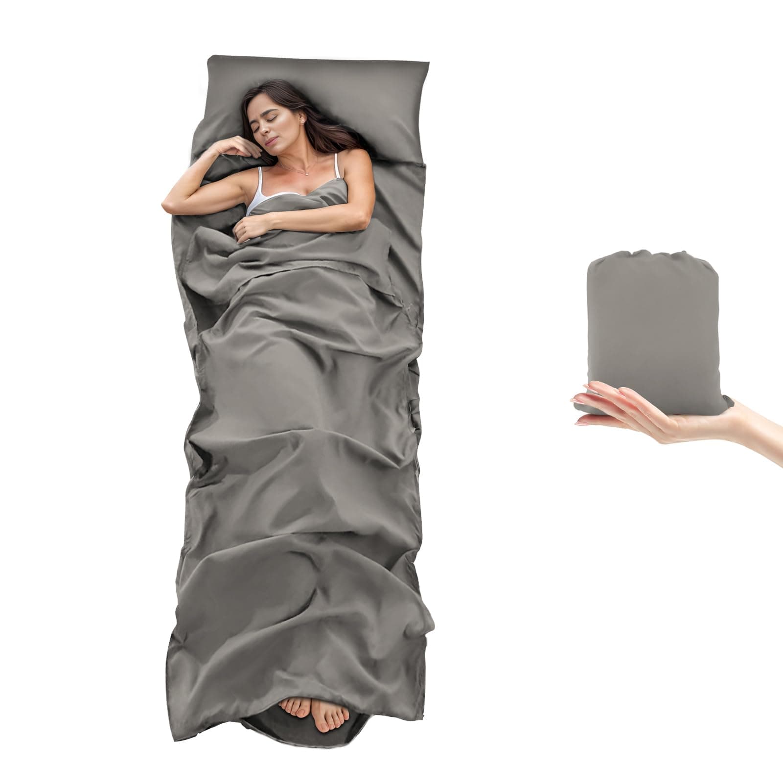 Sleeping Bag Liner Camping Sheets & Travel Sheet Hostels & Traveling Sleep Sack for Backpacking, Hotels Lightweight Single & Double Camping Sleeping Bag Liners with Zipper Comfortable