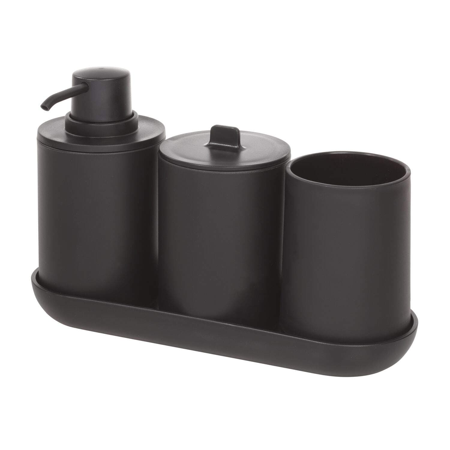 Idesign 28737Es Cade 4-Piece Bathroom Accessory Set, Matte Black